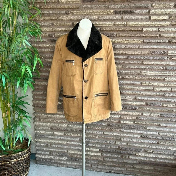 Silton California Men’s Vintage Faux Fur Lined Chore Barn Heavy Jacket - Picture 10 of 10